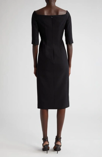 Shop Carolina Herrera Off The Shoulder Crepe Sheath Dress In Black