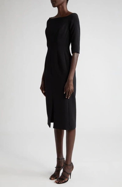 Shop Carolina Herrera Off The Shoulder Crepe Sheath Dress In Black