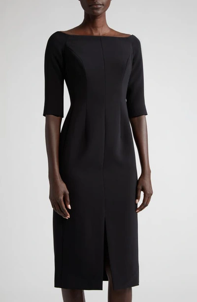 Carolina Herrera Off The Shoulder Crepe Sheath Dress In Black