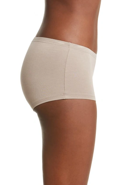 Shop Hanro Soft Touch Boyshorts In Taupe Grey