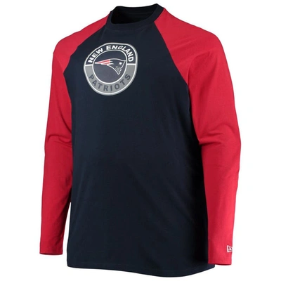 Shop New Era Navy/red New England Patriots Big & Tall League Raglan Long Sleeve T-shirt