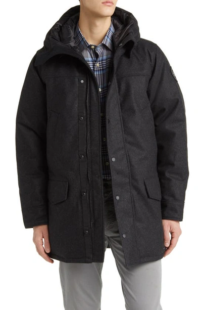 Shop Canada Goose Langford Windproof 625-fill Power Wool Blend Parka In Carbon Melange