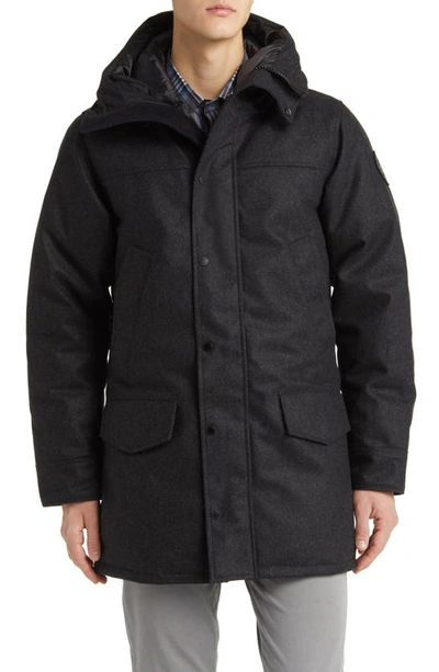 Canada Goose Langford Windproof 625-fill Power Wool Blend Parka In Carbon Melange