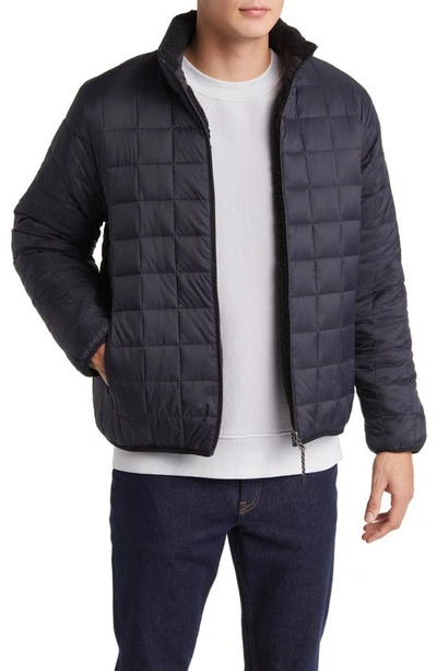 Taion Reversible Fleece Down Jacket In Black/black