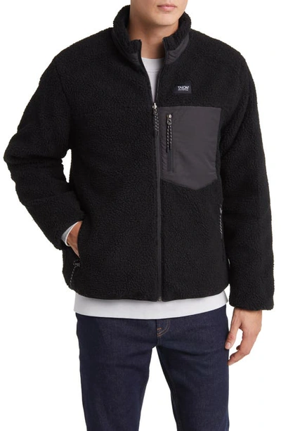 Taion Reversible Fleece Down Jacket In Black/black