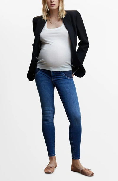 Shop Mango Skinny Maternity Jeans In Dark Blue