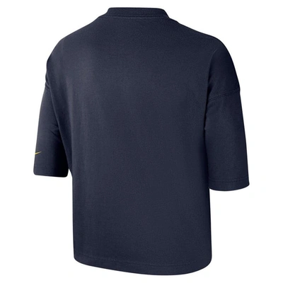 Shop Nike Navy Michigan Wolverines Crop Performance T-shirt