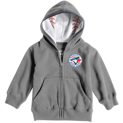 Shop Soft As A Grape Toddler  Heathered Gray Toronto Blue Jays Baseball Print Full-zip Hoodie In Heather Gray