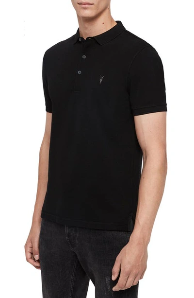 Shop Allsaints Reform Slim Fit Cotton Polo In Black