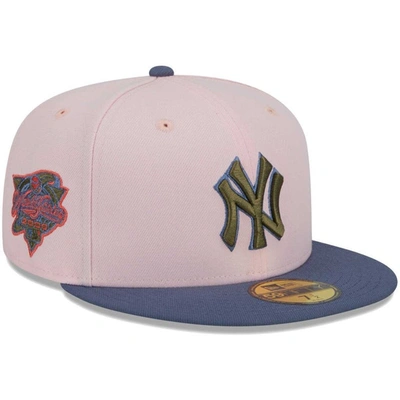 Shop New Era Pink/blue New York Yankees  Olive Undervisor 59fifty Fitted Hat