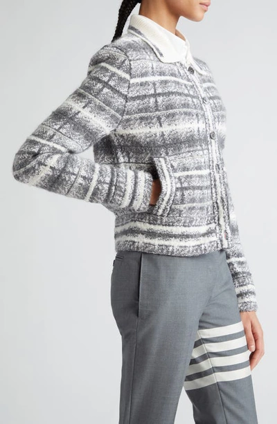 Thom Browne Collared Checkered Jacket Front Pockets In Pale Grey