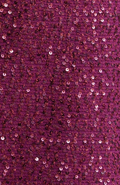 St John V-neck Long Sleeve Sequin Column Gown In Mulberry