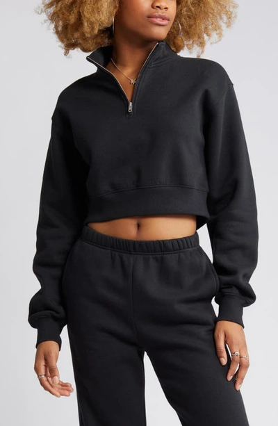 Shop Bp. Quarter Zip Sweatshirt In Black Jet