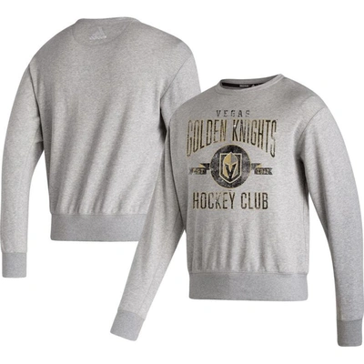 Shop Adidas Originals Adidas Heathered Gray Vegas Golden Knights Vintage Pullover Sweatshirt In Heather Gray
