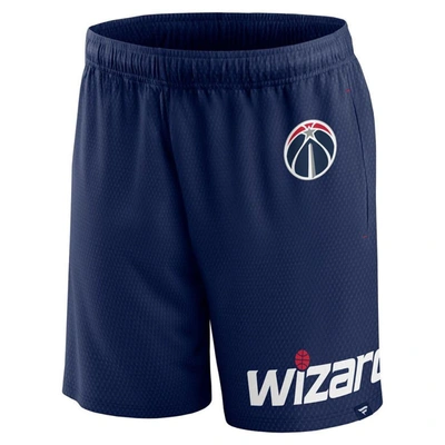 Shop Fanatics Branded Navy Washington Wizards Free Throw Mesh Shorts