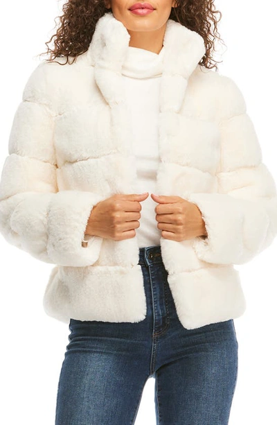 Shop Donna Salyers Fabulous-furs Posh Quilted Faux Fur Jacket In Ivory