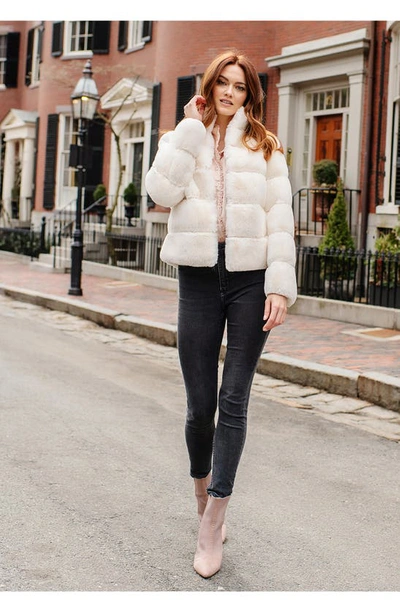Shop Donna Salyers Fabulous-furs Posh Quilted Faux Fur Jacket In Ivory