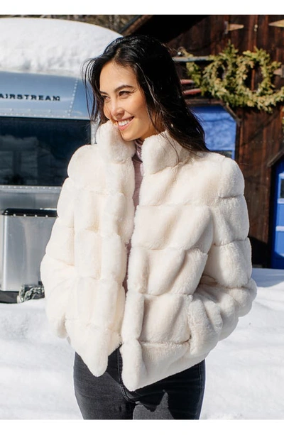 Donna Salyers Fabulous-furs Posh Quilted Faux Fur Jacket In Ivory