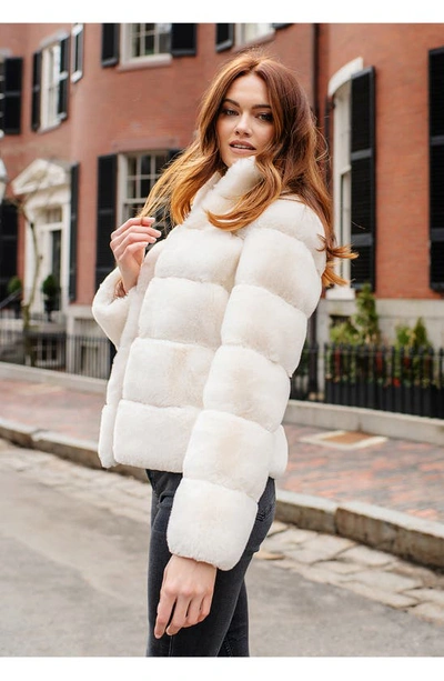 Shop Donna Salyers Fabulous-furs Posh Quilted Faux Fur Jacket In Ivory