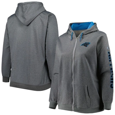 Shop Profile Heather Charcoal Carolina Panthers Plus Size Fleece Full-zip Hoodie Jacket