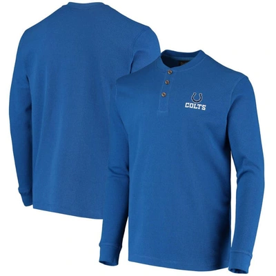 Shop Dunbrooke Royal Indianapolis Colts Logo Maverick Thermal Henley Long Sleeve T-shirt