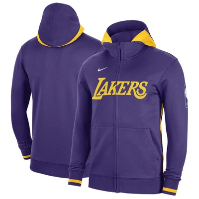 Shop Nike Purple Los Angeles Lakers Authentic Showtime Performance Full-zip Hoodie