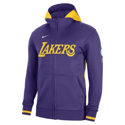 Shop Nike Purple Los Angeles Lakers Authentic Showtime Performance Full-zip Hoodie