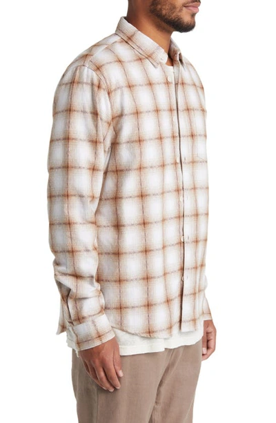 Shop Wax London Shelly Plaid Flannel Button-up Shirt In Ecru/ Brown
