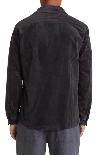 Shop Wax London Whiting Penn Stretch Corduroy Overshirt In Dark Grey