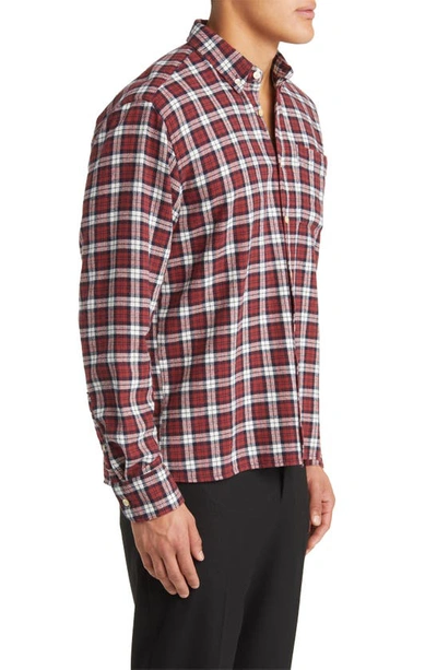 Shop Forét Hornet Plaid Organic Cotton Flannel Button-down Shirt In Red Ochre