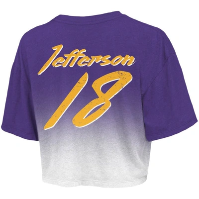 Shop Majestic Threads Justin Jefferson Purple/white Minnesota Vikings Dip-dye Player Name & Number Crop T
