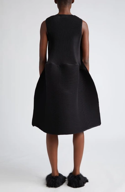 Shop Melitta Baumeister Ripple Pleated A-line Dress In Black Ripple