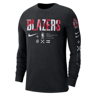 Shop Nike Black Portland Trail Blazers Essential Air Traffic Control Long Sleeve T-shirt