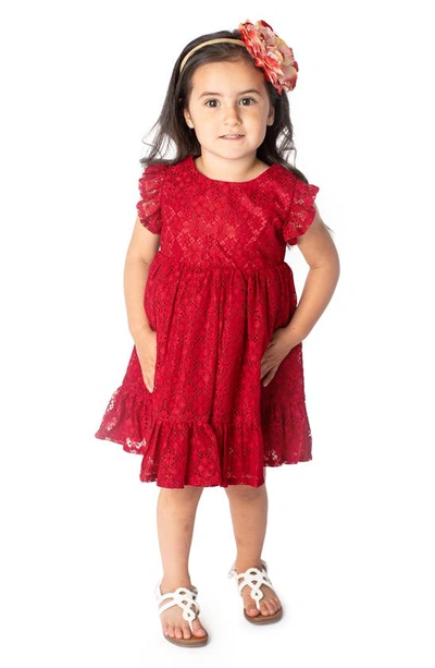 Shop Popatu Ruffle Lace Overlay Babydoll Dress In Burgundy