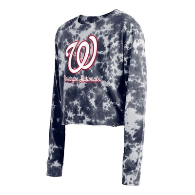 Shop New Era Navy Washington Nationals Tie-dye Cropped Long Sleeve T-shirt