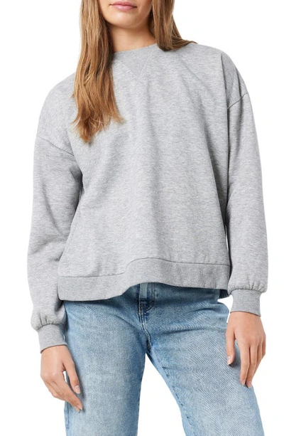 Shop Noisy May Amanda V-notch Crewneck Sweatshirt In Light Grey Melange