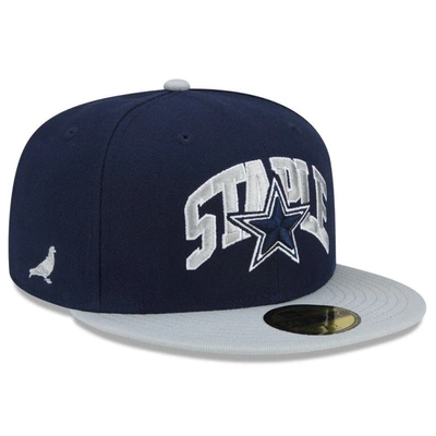Shop New Era X Staple New Era Navy/gray Dallas Cowboys Nfl X Staple Collection 59fifty Fitted Hat