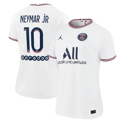 Shop Jordan Brand Neymar Jr. White Paris Saint-germain 2021/22 Fourth Replica Jersey