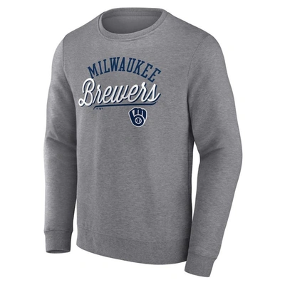 Shop Fanatics Branded Heather Gray Milwaukee Brewers Simplicity Pullover Sweatshirt
