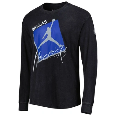Shop Jordan Brand Black Dallas Mavericks Courtside Max 90 Vintage Wash Statement Edition Long Sleeve T-sh