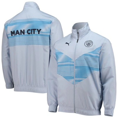 Shop Puma Sky Blue Manchester City 2022/23 Pre-match Full-zip Jacket In Light Blue