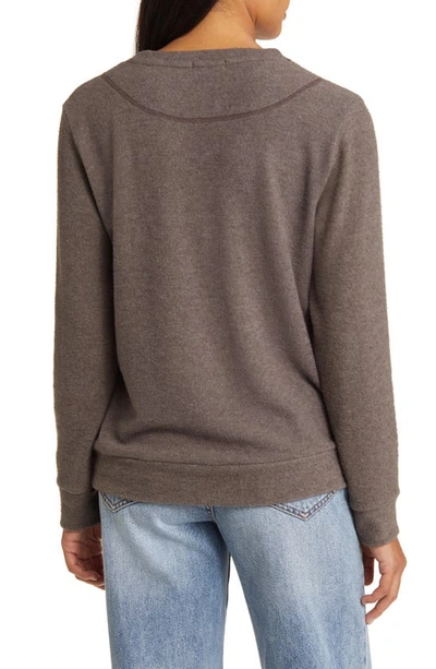 Shop Loveappella Cozy Crewneck Long Sleeve Top In Olive