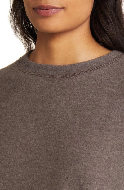 Loveappella Cozy Crewneck Long Sleeve Top In Olive