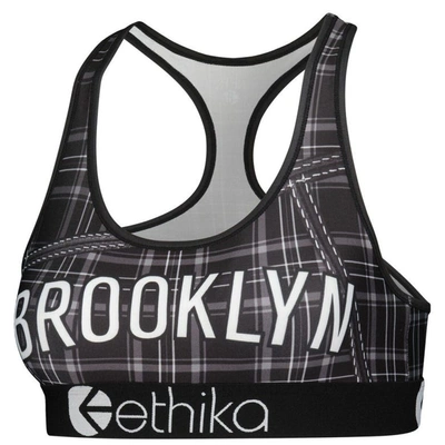 Shop Ethika Black Brooklyn Nets Racerback Sports Bra