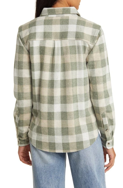 Shop Beachlunchlounge Plaid Jacquard Knit Shacket In Sage Cameo