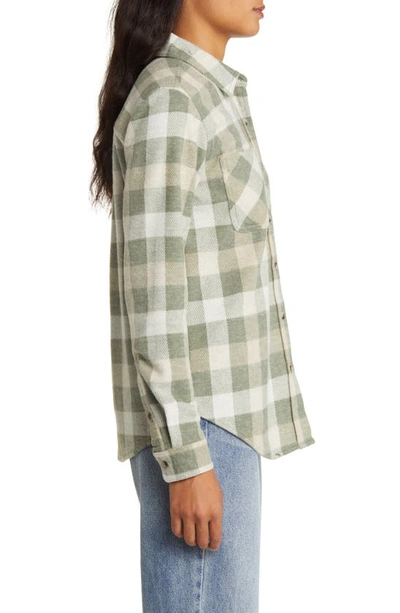 Shop Beachlunchlounge Plaid Jacquard Knit Shacket In Sage Cameo