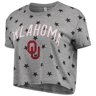 Shop Alternative Apparel Heathered Gray Oklahoma Sooners Headliner Stars Cropped Tri-blend T-shirt In Heather Gray