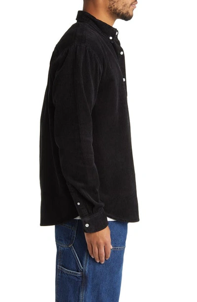 Shop Carhartt Madison Corduroy Button-down Shirt In Black / Wax