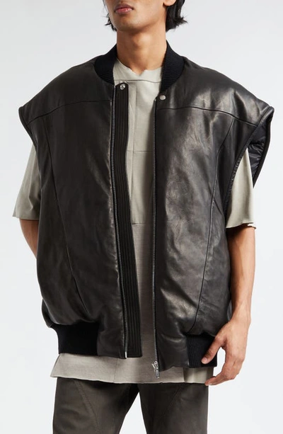 Shop Rick Owens Duvet Oversize Lambskin Leather Vest In Black