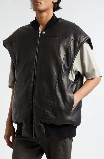 Shop Rick Owens Duvet Oversize Lambskin Leather Vest In Black
